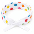 10Pcs-White Polka Dot Fabric Bracelet with Satin Bow