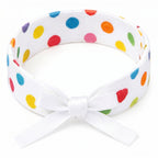 10Pcs-White Polka Dot Fabric Bracelet with Satin Bow