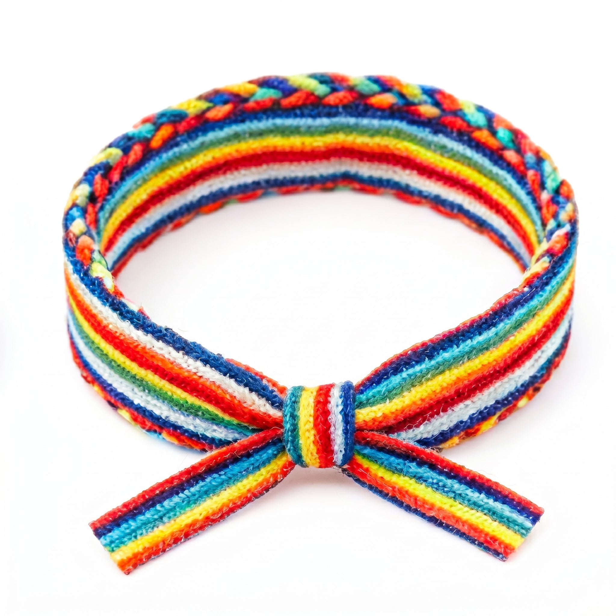 10Pcs-Vibrant Rainbow Braided Fabric Accessory Band