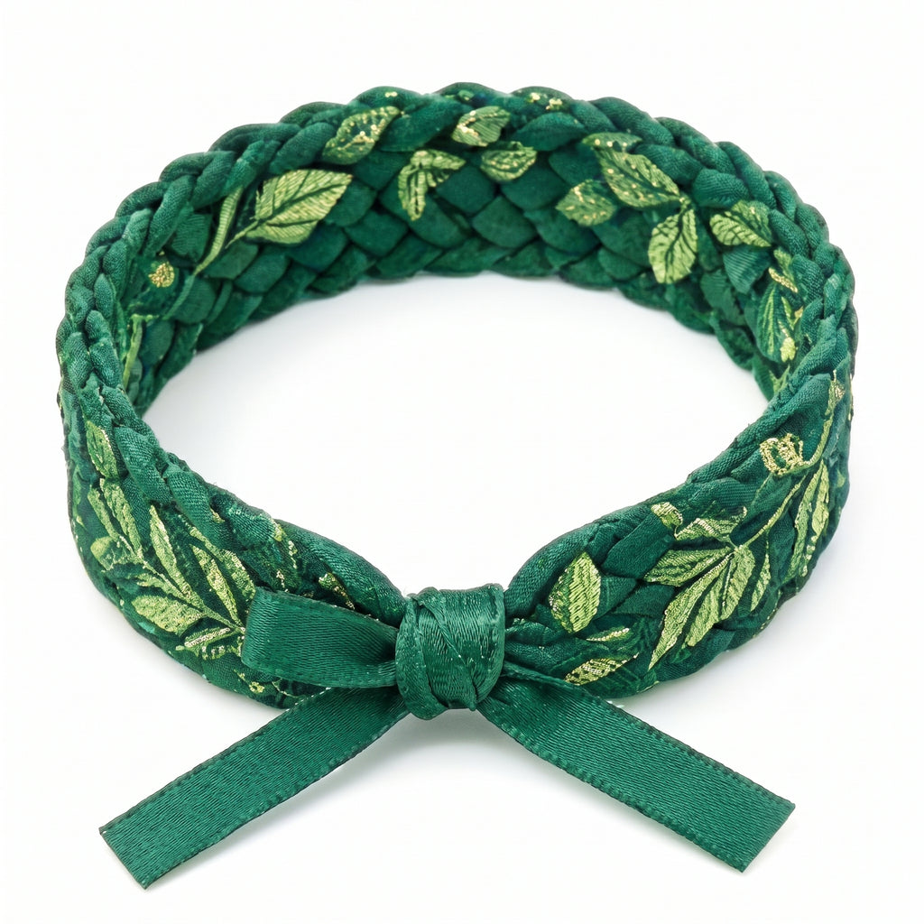 10-Pcs Emerald Forest Gilded Leaf Braided Accessory Band