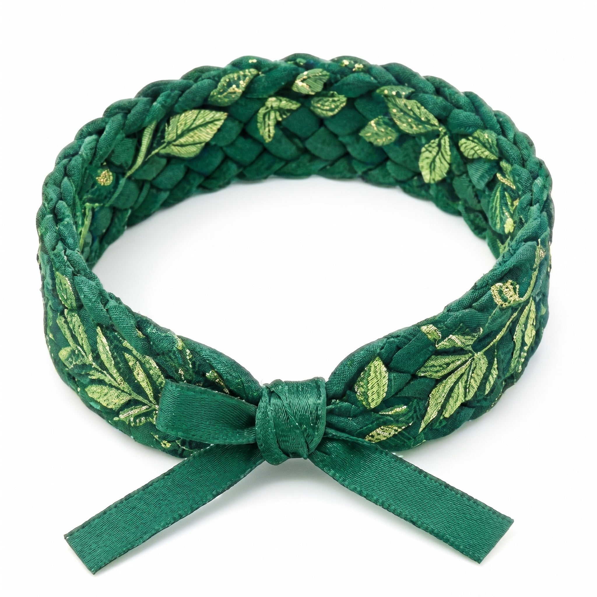 10-Pcs Emerald Forest Gilded Leaf Braided Accessory Band
