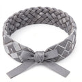 Grey Diamond Weave Headband with Satin Bow