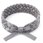 Grey Diamond Weave Headband with Satin Bow