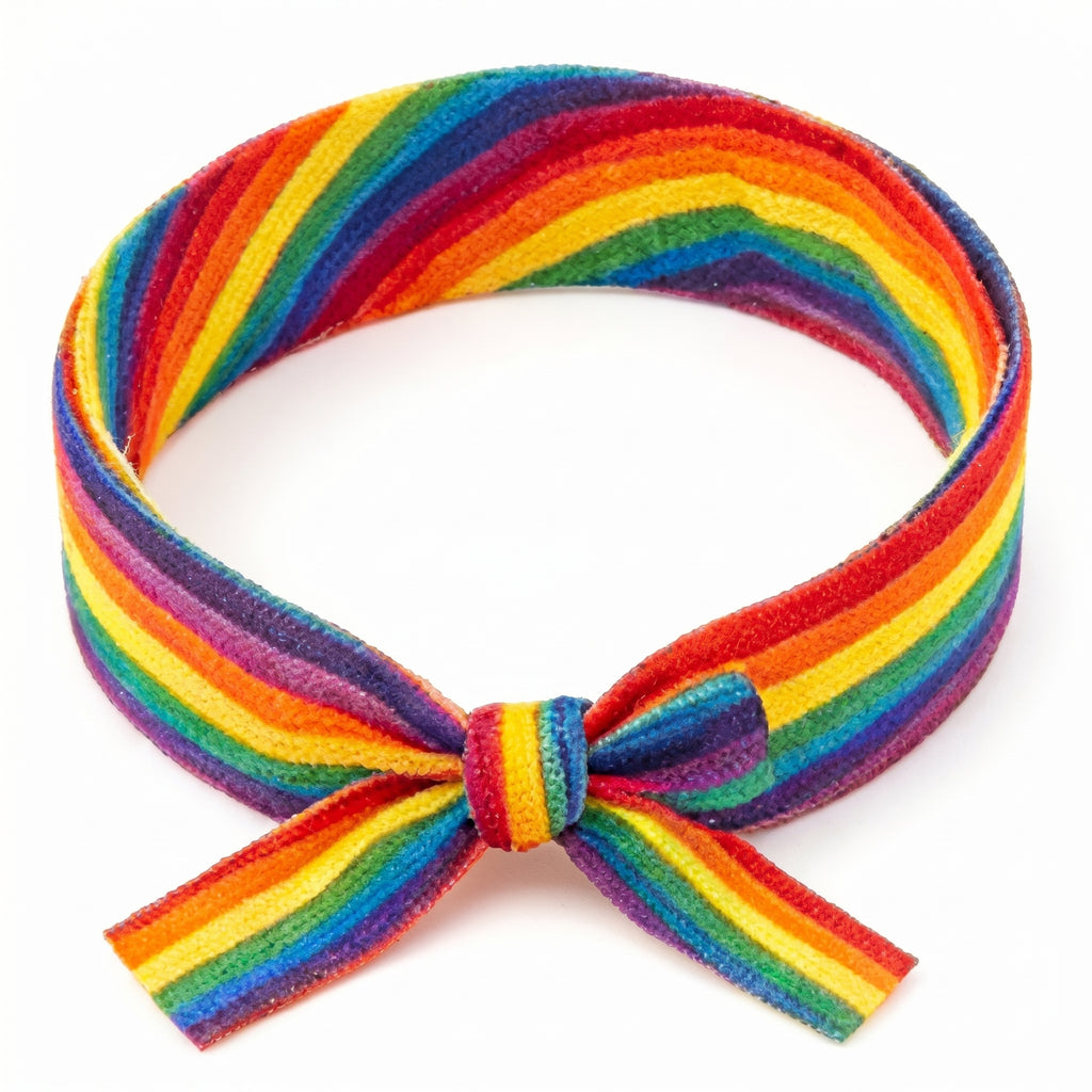 10Pcs-Vibrant Rainbow Stripe Fabric Bow Bracelet