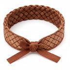 10Pcs-Woven Faux Leather Accessory Band with Satin Bow