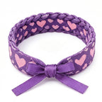 10Pcs-Purple Braided Heart Pattern Fabric Bracelet with Satin Bow