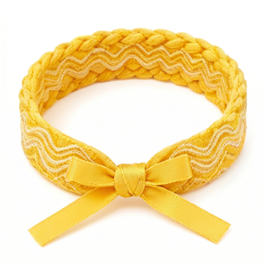 10Pcs-Sunny Yellow Woven Bow Headband