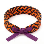 10Pcs-Orange and Black Chevron Woven Headband