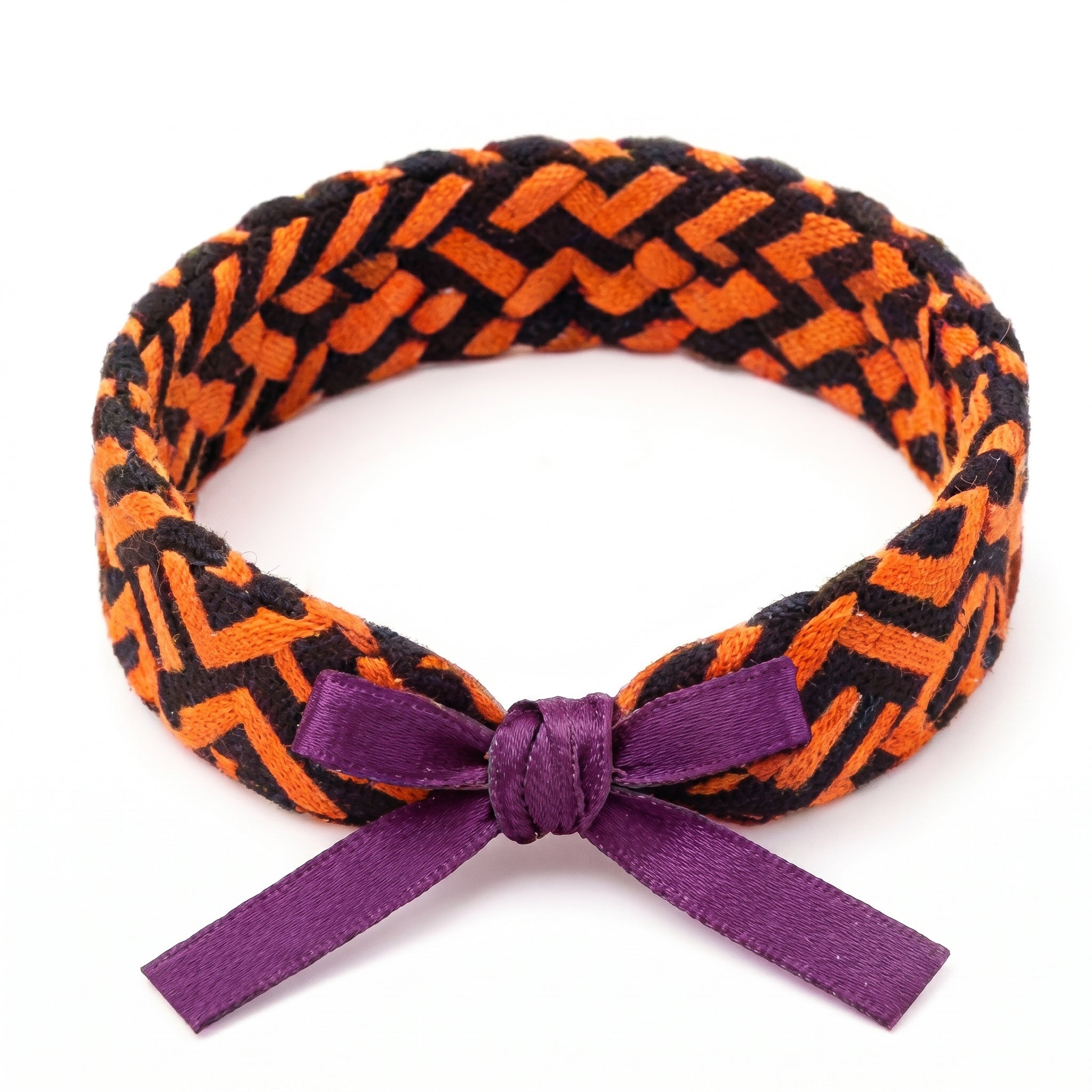 10Pcs-Orange and Black Chevron Woven Headband