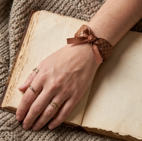 10Pcs-Woven Faux Leather Accessory Band with Satin Bow