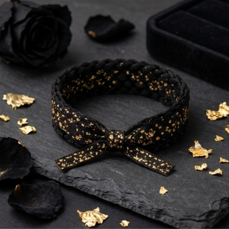 10Pcs-Midnight Gold Fleck Braided Accessory Band