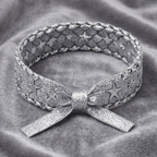 10pcs-Silver Glitter Woven Star Bracelet with Bow