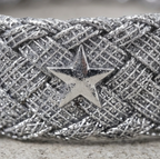 10pcs-Silver Glitter Woven Star Bracelet with Bow