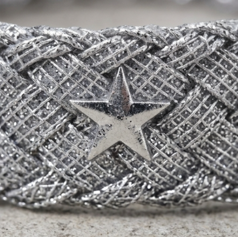 10pcs-Silver Glitter Woven Star Bracelet with Bow