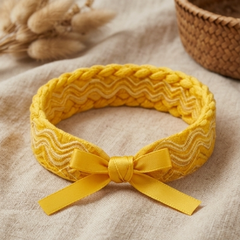 10Pcs-Sunny Yellow Woven Bow Headband