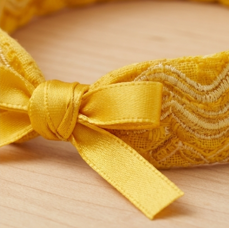 10Pcs-Sunny Yellow Woven Bow Headband