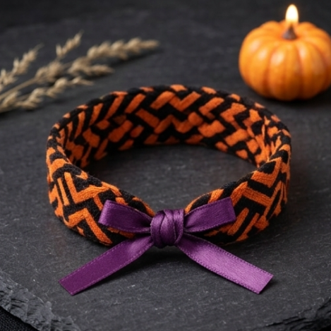 10Pcs-Orange and Black Chevron Woven Headband