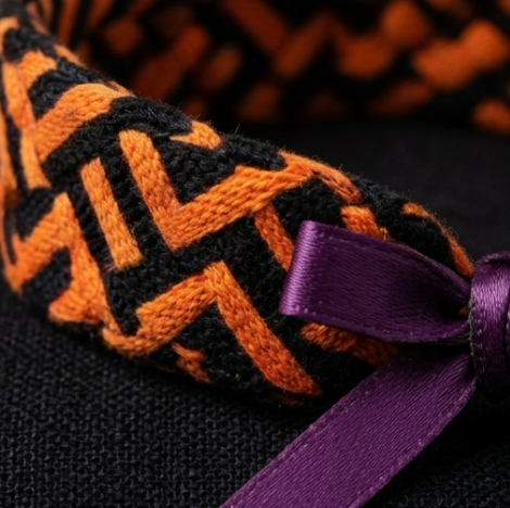 10Pcs-Orange and Black Chevron Woven Headband