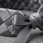 Grey Diamond Weave Headband with Satin Bow