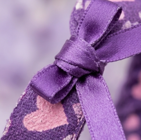 10Pcs-Purple Braided Heart Pattern Fabric Bracelet with Satin Bow