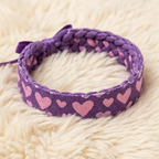 10Pcs-Purple Braided Heart Pattern Fabric Bracelet with Satin Bow