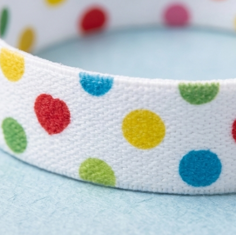 10Pcs-White Polka Dot Fabric Bracelet with Satin Bow