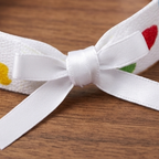 10Pcs-White Polka Dot Fabric Bracelet with Satin Bow