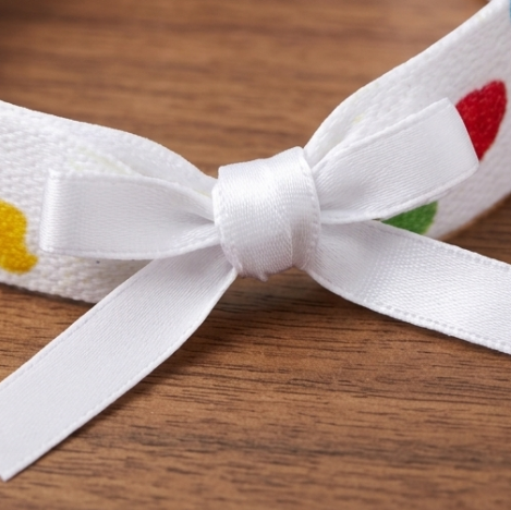 10Pcs-White Polka Dot Fabric Bracelet with Satin Bow