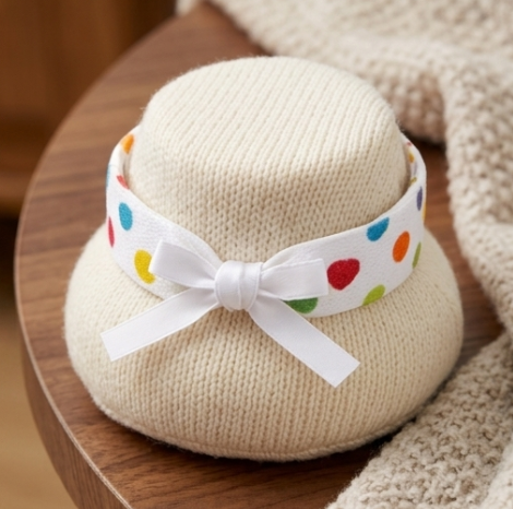 10Pcs-White Polka Dot Fabric Bracelet with Satin Bow