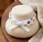 10Pcs-White Polka Dot Fabric Bracelet with Satin Bow