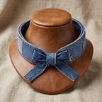 10Pcs-Classic Blue Denim Bow Cuff Bracelet