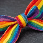 10Pcs-Vibrant Rainbow Stripe Fabric Bow Bracelet