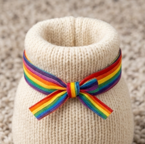 10Pcs-Vibrant Rainbow Stripe Fabric Bow Bracelet